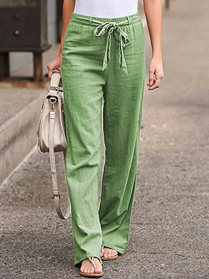 Luchtige damesbroek met strikdetail in de taille voor zomerse dagen