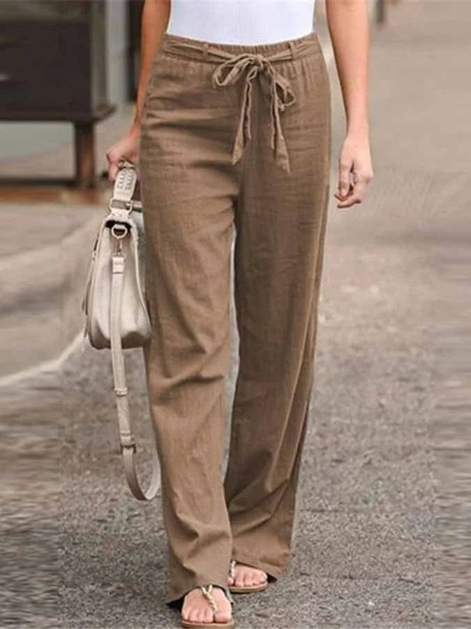 Luchtige damesbroek met strikdetail in de taille voor zomerse dagen