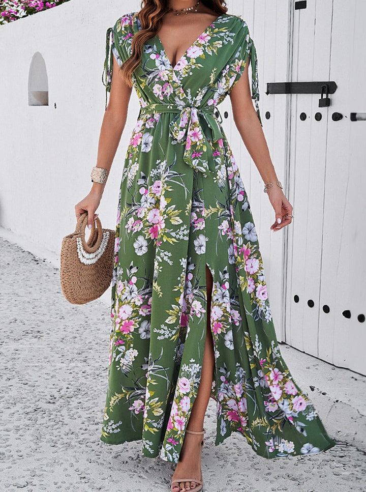 Clara - Bohemian jurk met V-hals en bloemenpatroon