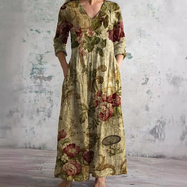 Zomerjurk voor dames met bloemenprint en diepe halslijn
