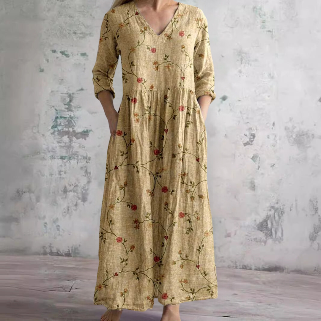 Zomerjurk voor dames met bloemenprint en diepe halslijn