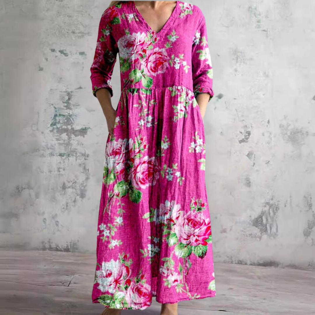 Zomerjurk voor dames met bloemenprint en diepe halslijn