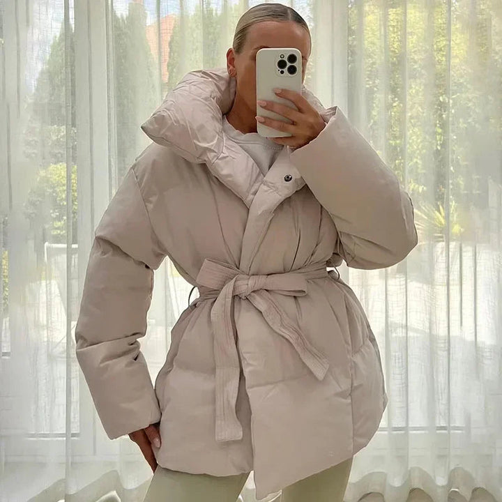 Elegante damesjas met hoge kraag – Perfect voor de winter