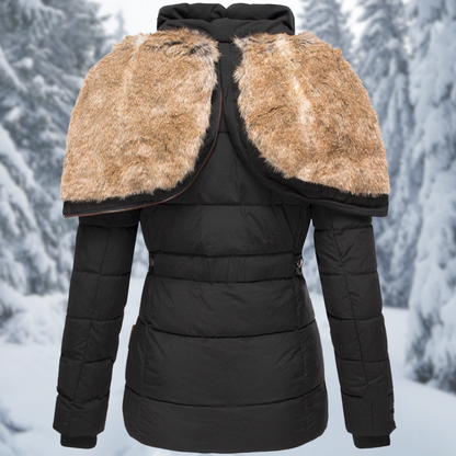 Elegante dames winterjas met een moderne capuchon