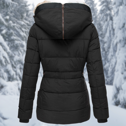 Elegante dames winterjas met een moderne capuchon