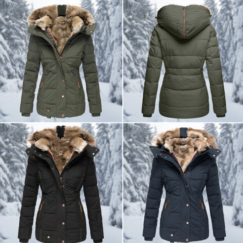 Elegante dames winterjas met een moderne capuchon