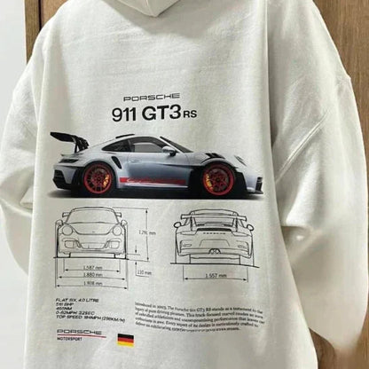 Stijlvolle herenhoodie met autodessin, geschikt voor een moderne uitstraling