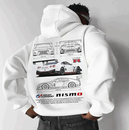 Stijlvolle herenhoodie met autodessin, geschikt voor een moderne uitstraling