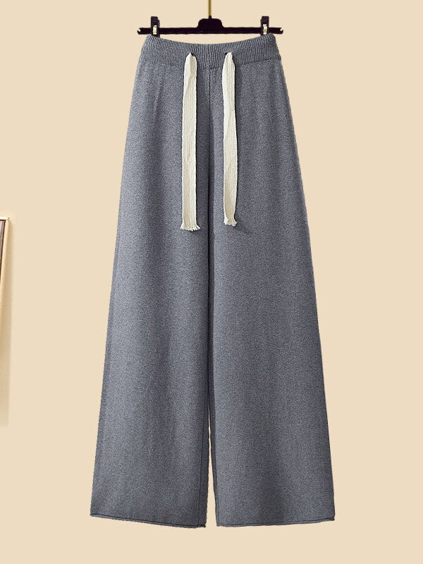 Driedelig Dames Set: Wijde Broek, Stijlvolle Trui en Elegante Cardigan