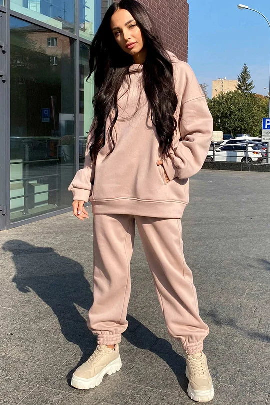 Comfortabele Hoodie en Broek met Elastische Taille en Zakken