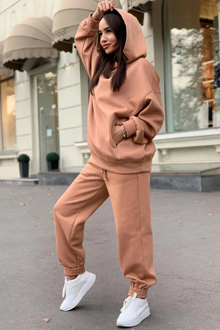 Comfortabele Hoodie en Broek met Elastische Taille en Zakken
