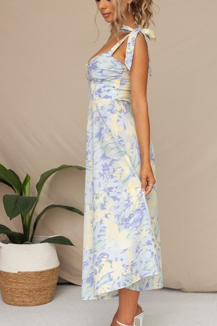 Midi jurk met print en verstelbare bandjes voor een luchtige en elegante uitstraling