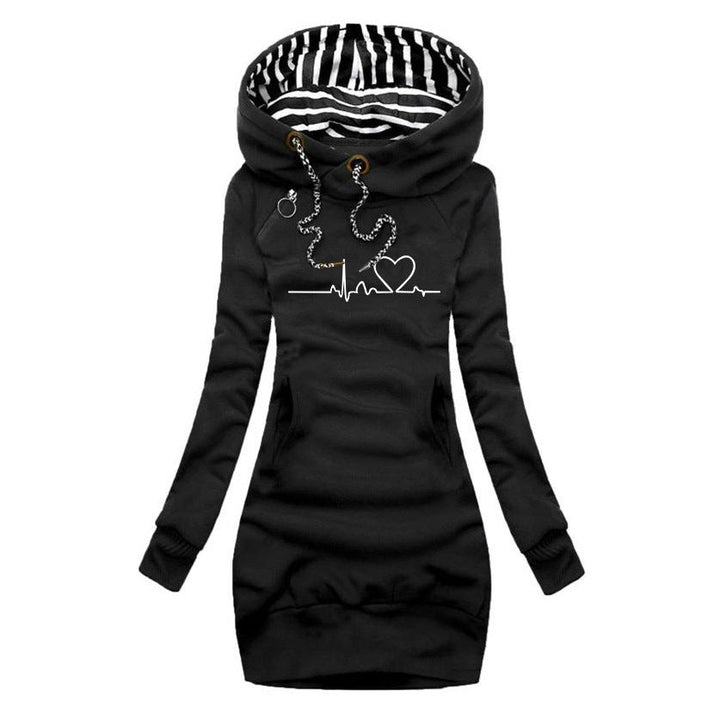 Sweaterjurk met eigentijds printontwerp