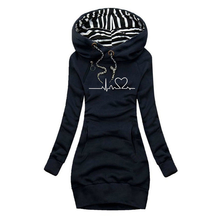 Sweaterjurk met eigentijds printontwerp