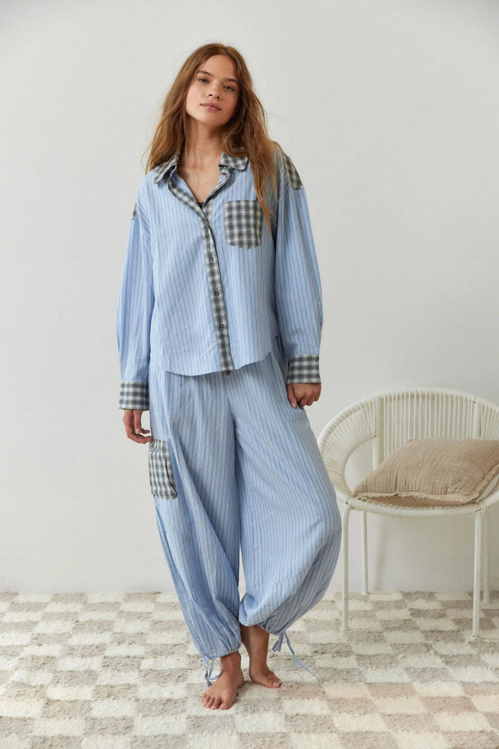 Dames tweedelig pyjama set met geruit patroon