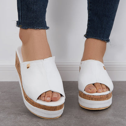 Shanon - Comfortabele sandalen zonder veters met kurken voetbed Sleehakken met plateau