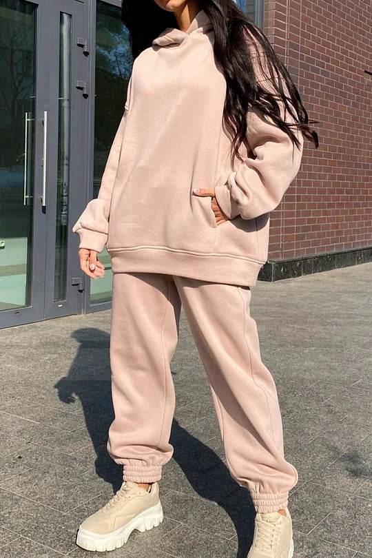 Comfortabele Hoodie en Broek met Elastische Taille en Zakken