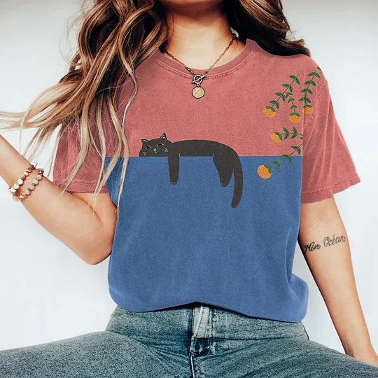 Ruth - abstract creatief luie zwarte kat schilderij kunst creatief t-shirt