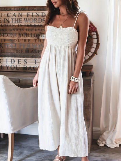 Camila - Elegante mouwloze monochrome jumpsuit met hoge taille en koordplooien