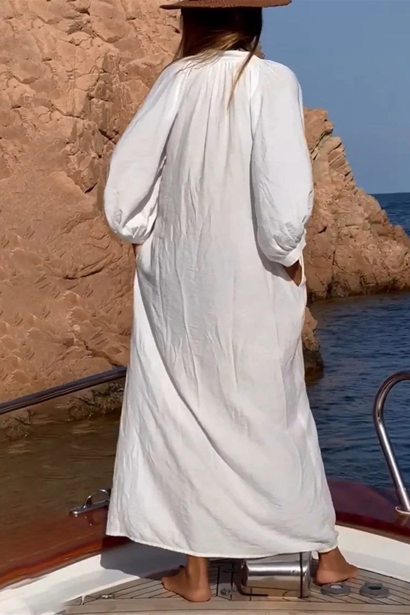 Karol - Casual Vakantie Effen Gesp Zwemkleding Omhoog