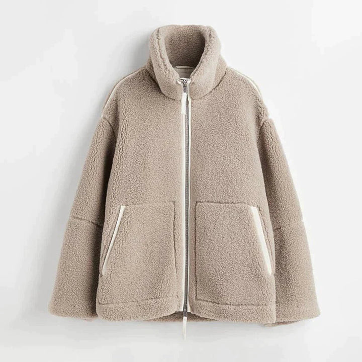 Stijlvolle oversized damesjas met rits, zacht en warm