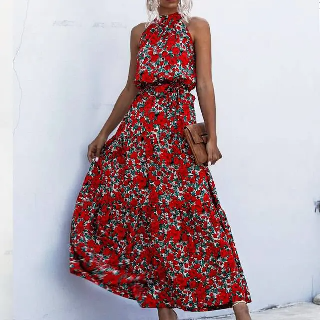 Strapless Maxi jurk met bloemenprint