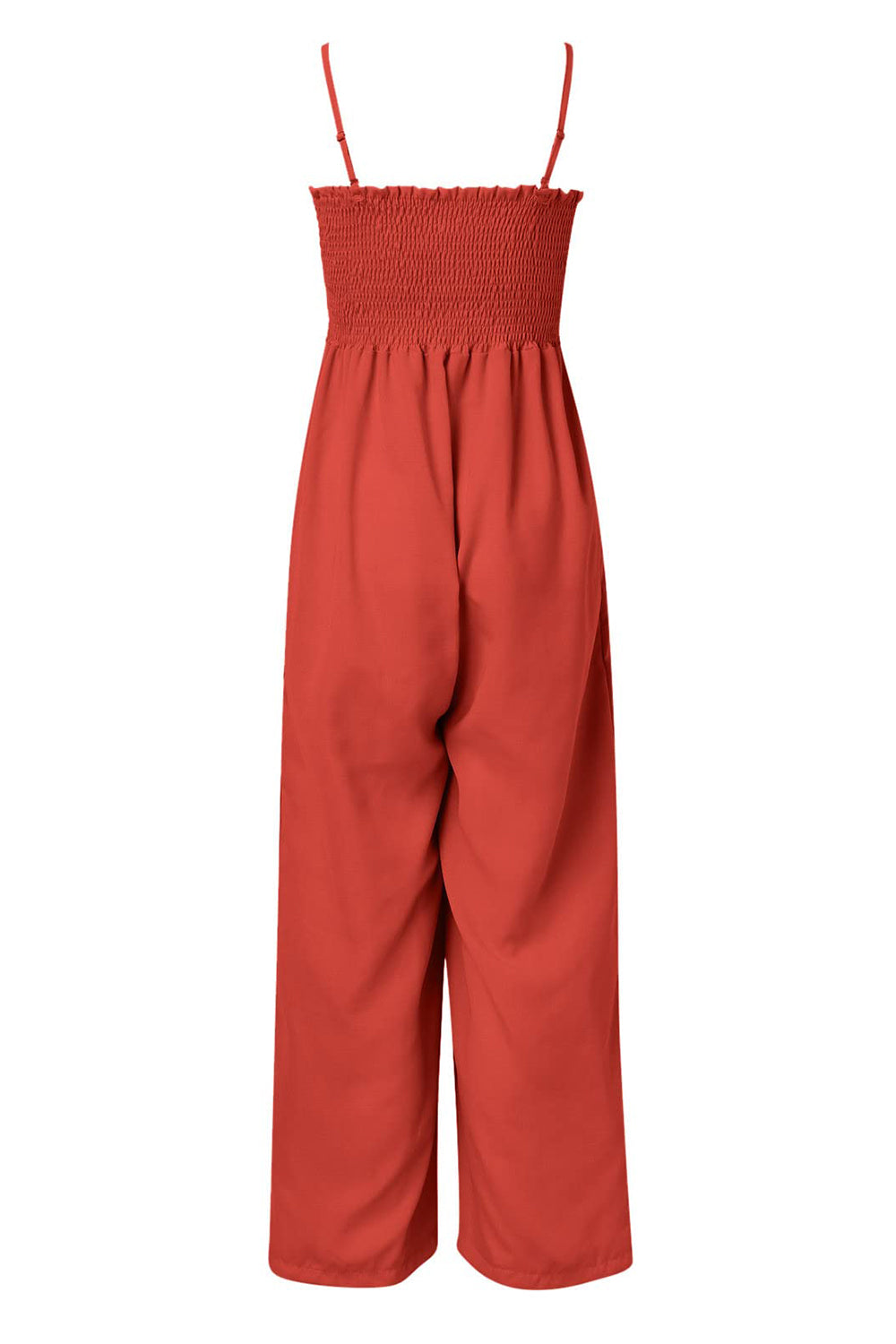 Charlotte - Jumpsuit met gesmokte spaghettibandjes en wijde pijpen