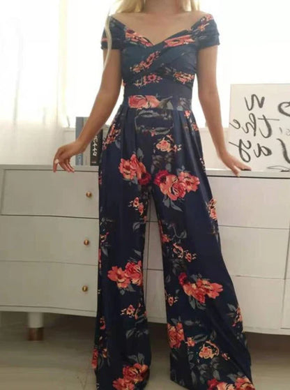 Rianna - Casual jumpsuit met wijde pijpen en print