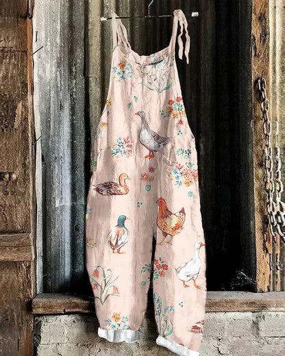 Casual jumpsuit met koeienprint