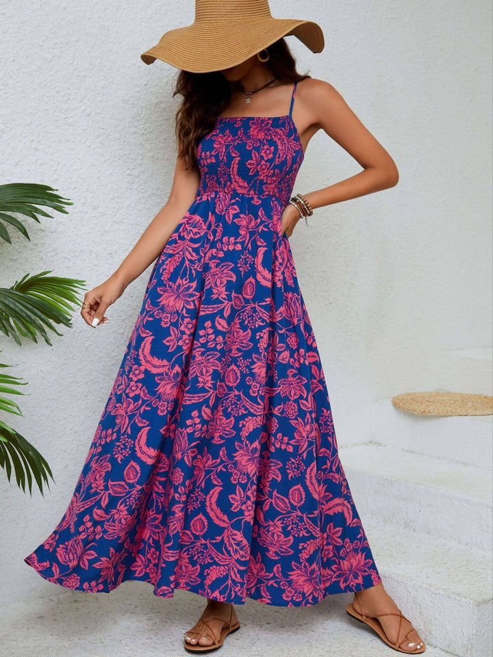 Bloemenjurk met fijne plooien en elegante bandjes