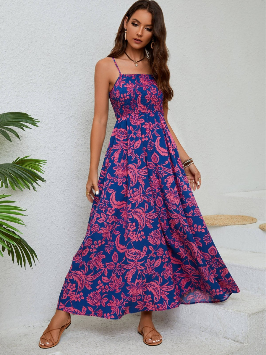 Bloemenjurk met fijne plooien en elegante bandjes