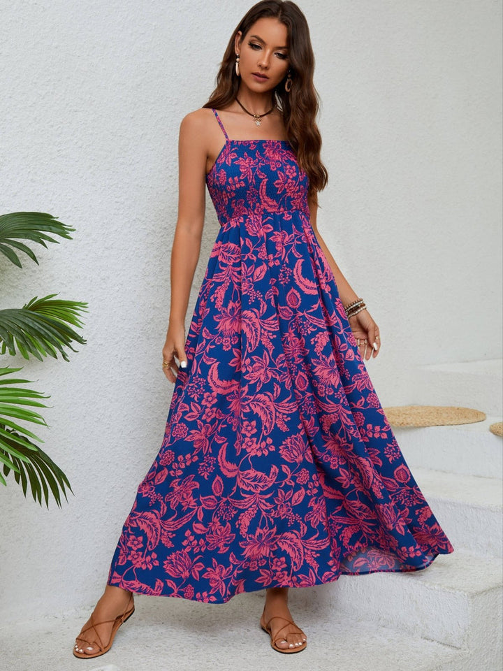 Bloemenjurk met fijne plooien en elegante bandjes