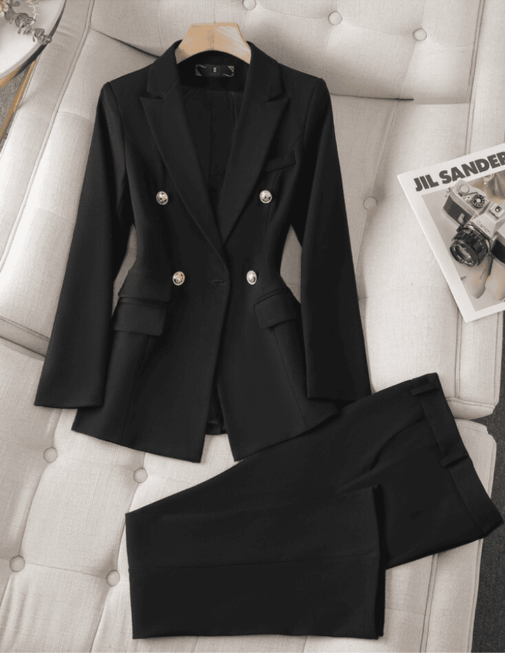 Modieuze dames set met broek en blazer