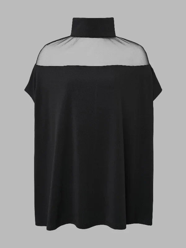 Gwyneth - Transparante blouses met hoge hals en shirts met vleermuismouwen