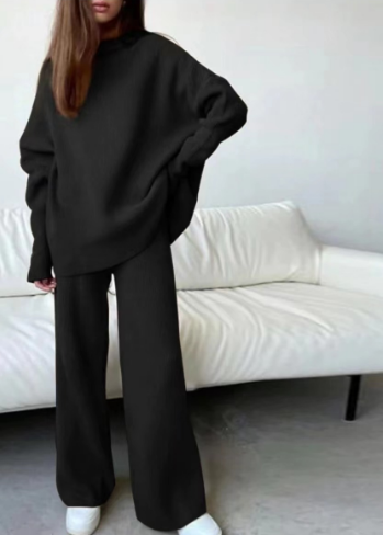 Stijlvolle Set met Oversized Trui en Wijde Broek voor een Modieuze Look