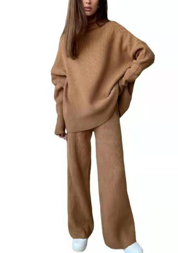 Stijlvolle Set met Oversized Trui en Wijde Broek voor een Modieuze Look