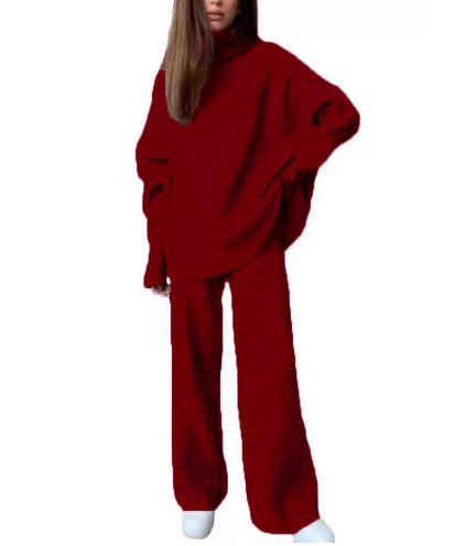 Stijlvolle Set met Oversized Trui en Wijde Broek voor een Modieuze Look