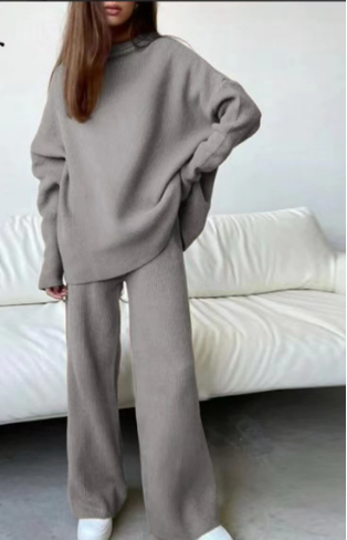 Stijlvolle Set met Oversized Trui en Wijde Broek voor een Modieuze Look