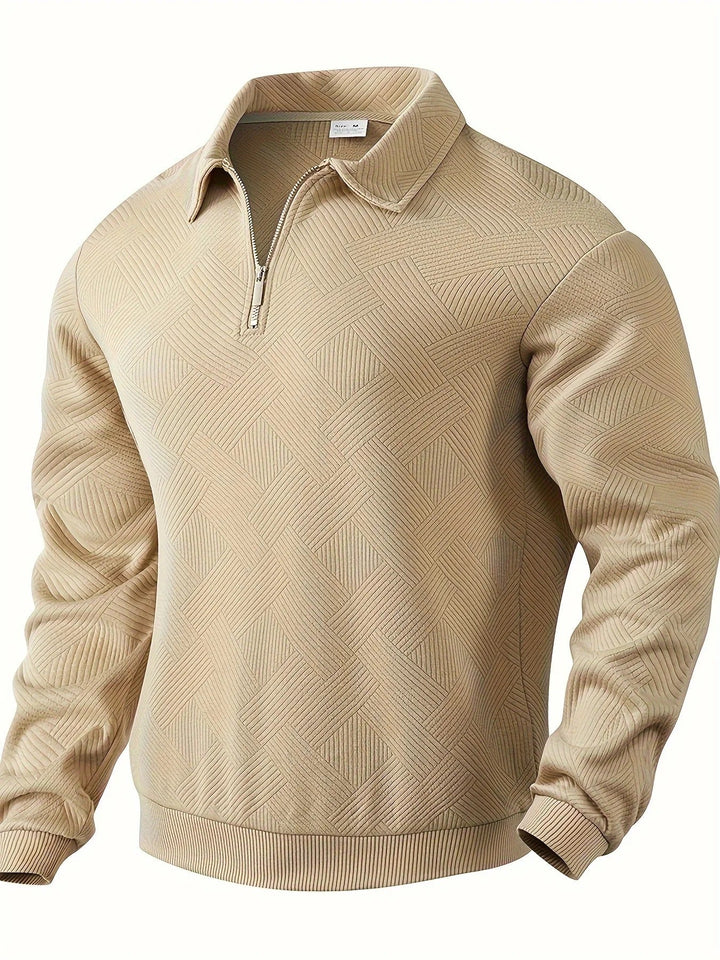 Half-zip trui met geometrisch patroon voor heren