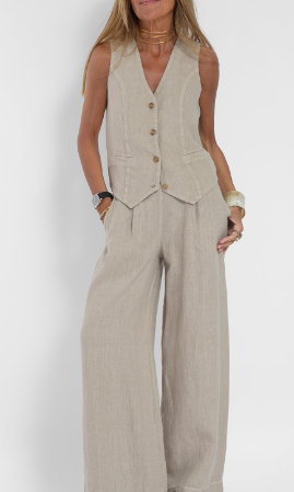 Emma - Tweedelig casual effen vest