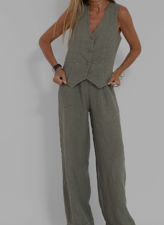 Emma - Tweedelig casual effen vest