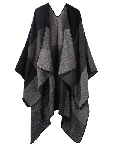Stijlvolle poncho met kleurblokken en losse pasvorm