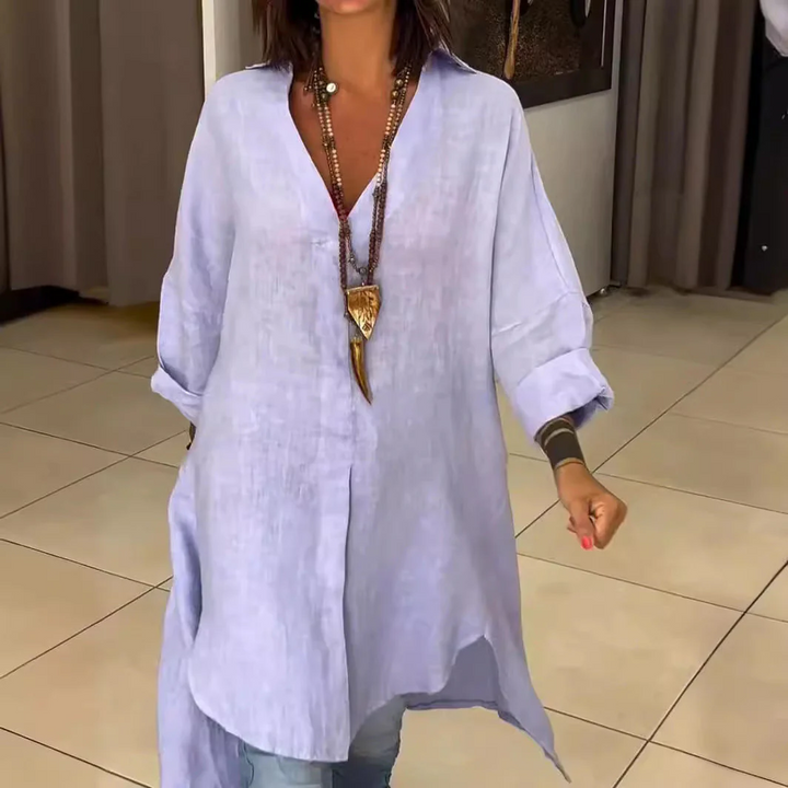Lange zomertuniek in stijlvolle look met lange mouwen