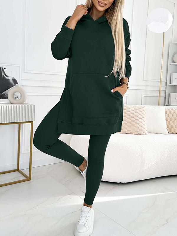 Dames Tweedelige Set met Trendy Hoodie en Comfortabele Gevoerde Leggings