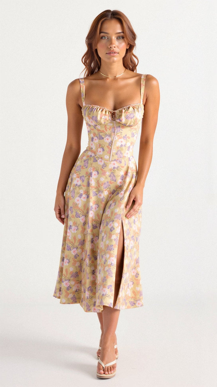 Corsetstijl midi jurk voor elegante en verfijnde gelegenheden