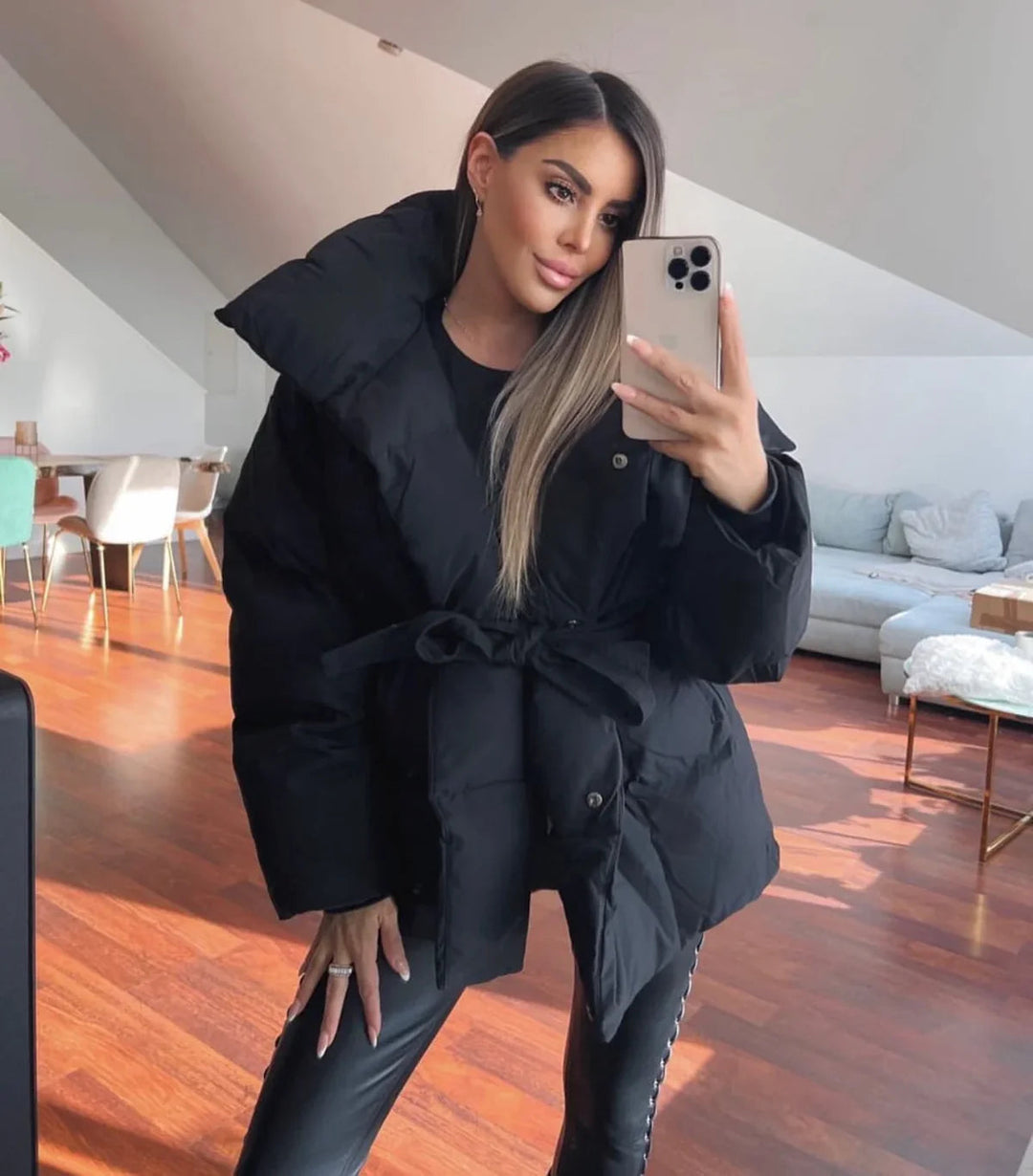 Elegante damesjas met hoge kraag – Perfect voor de winter