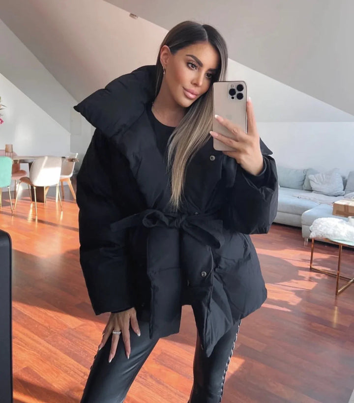 Elegante damesjas met hoge kraag – Perfect voor de winter