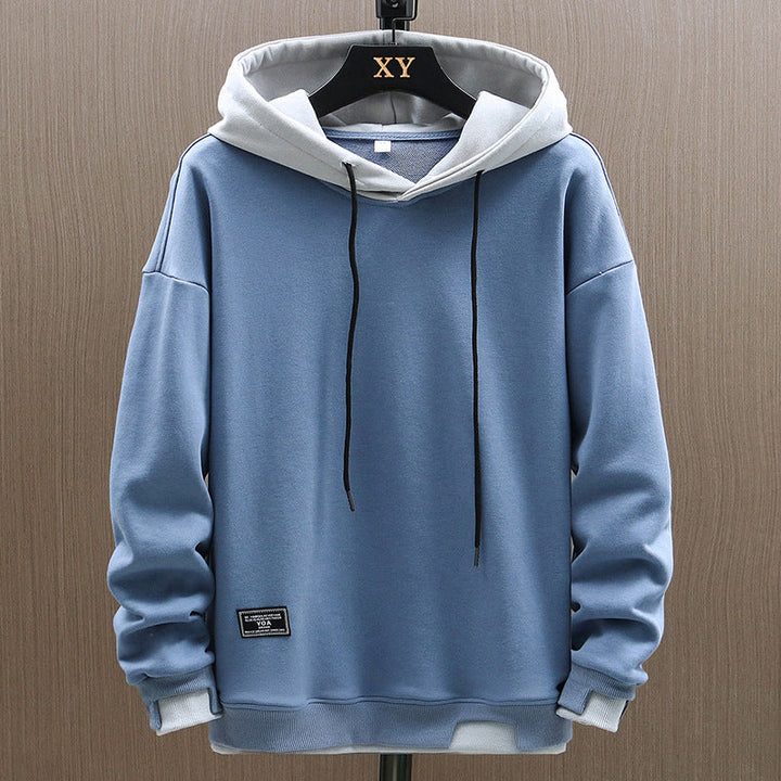 Moderne tweekleurige hoodie voor heren met eigentijds ontwerp