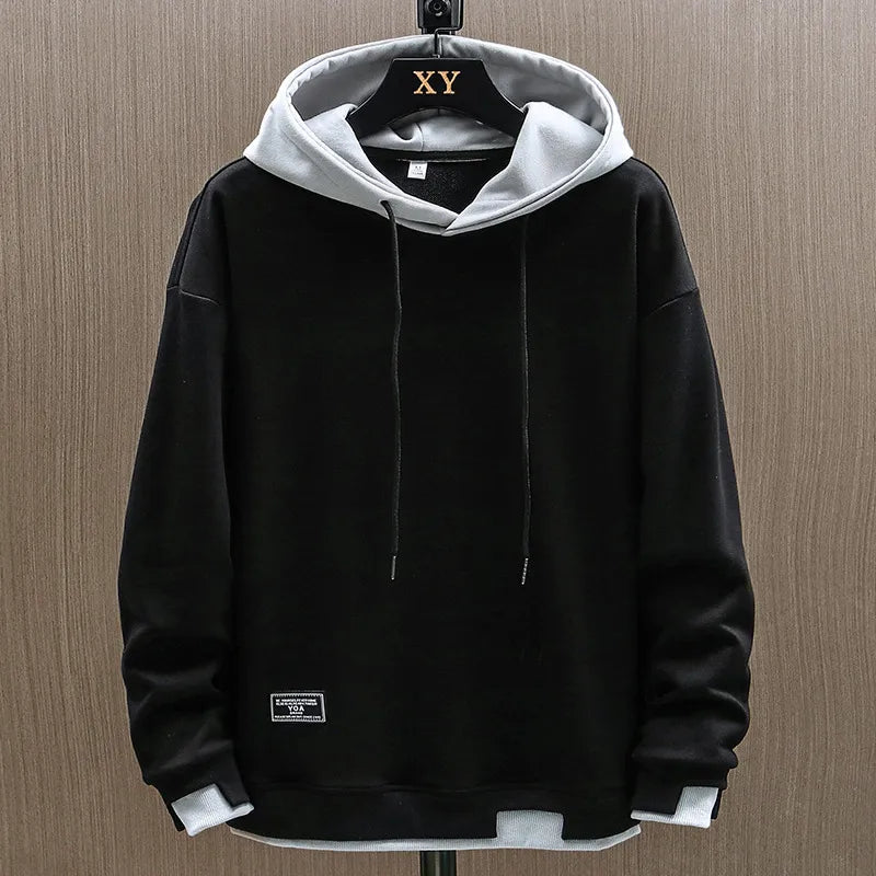 Moderne tweekleurige hoodie voor heren met eigentijds ontwerp
