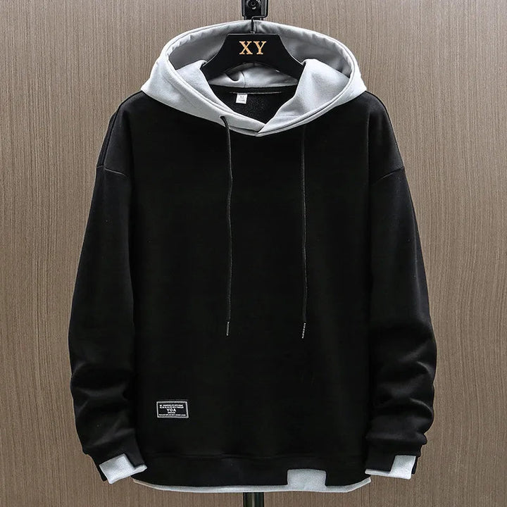 Moderne tweekleurige hoodie voor heren met eigentijds ontwerp